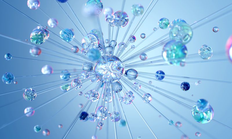 Abstract 3D visualization of a neural network in blue and teal